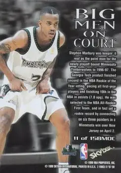 1997-98 SkyBox Z-Force - Big Men on Court #11 BMOC - Stephon Marbury - Minnesota Timberwolves - Back 1997-98 SkyBox Z-Force - Big Men on Court #11 BMOC - Stephon Marbury - Minnesota Timberwolves - Back
