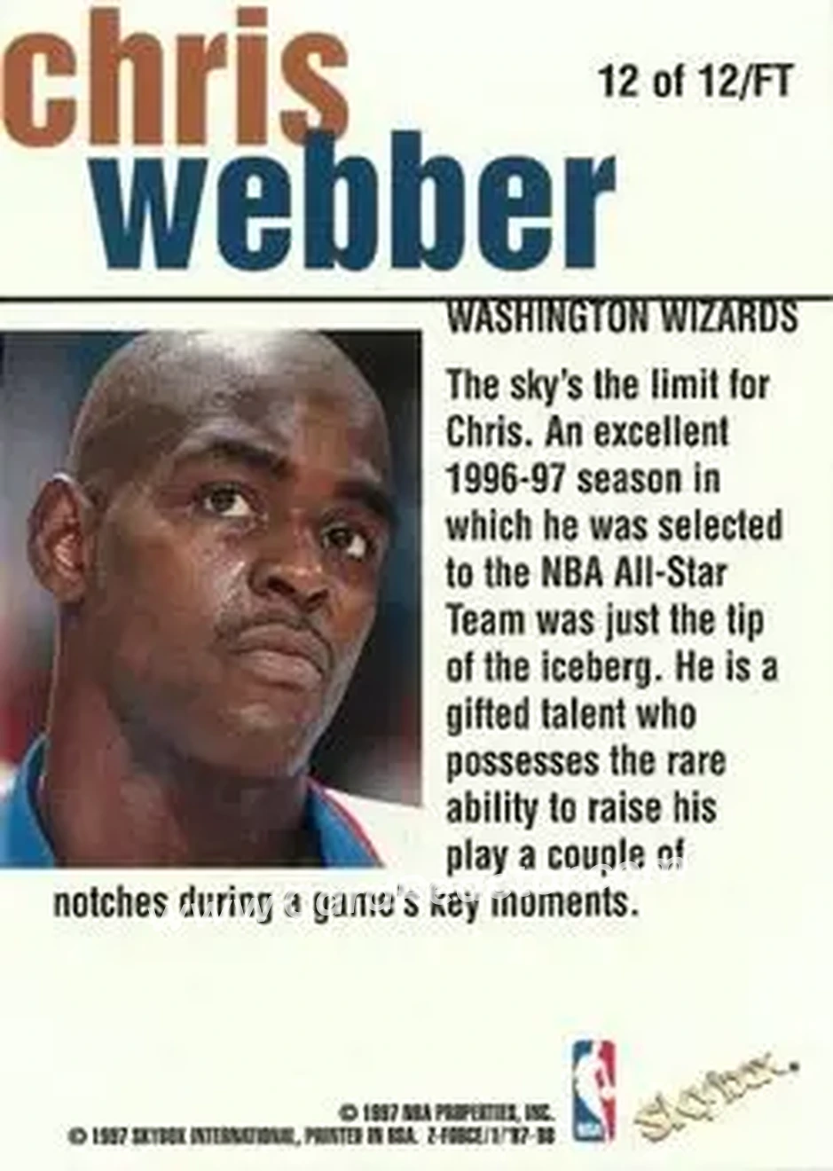 Back of Chris Webber
