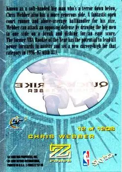 1997-98 SkyBox Z-Force - Quick Strike #12 QS - Chris Webber - Washington Wizards - Back