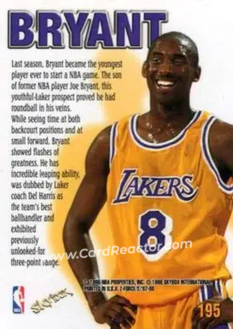 Back of Kobe Bryant