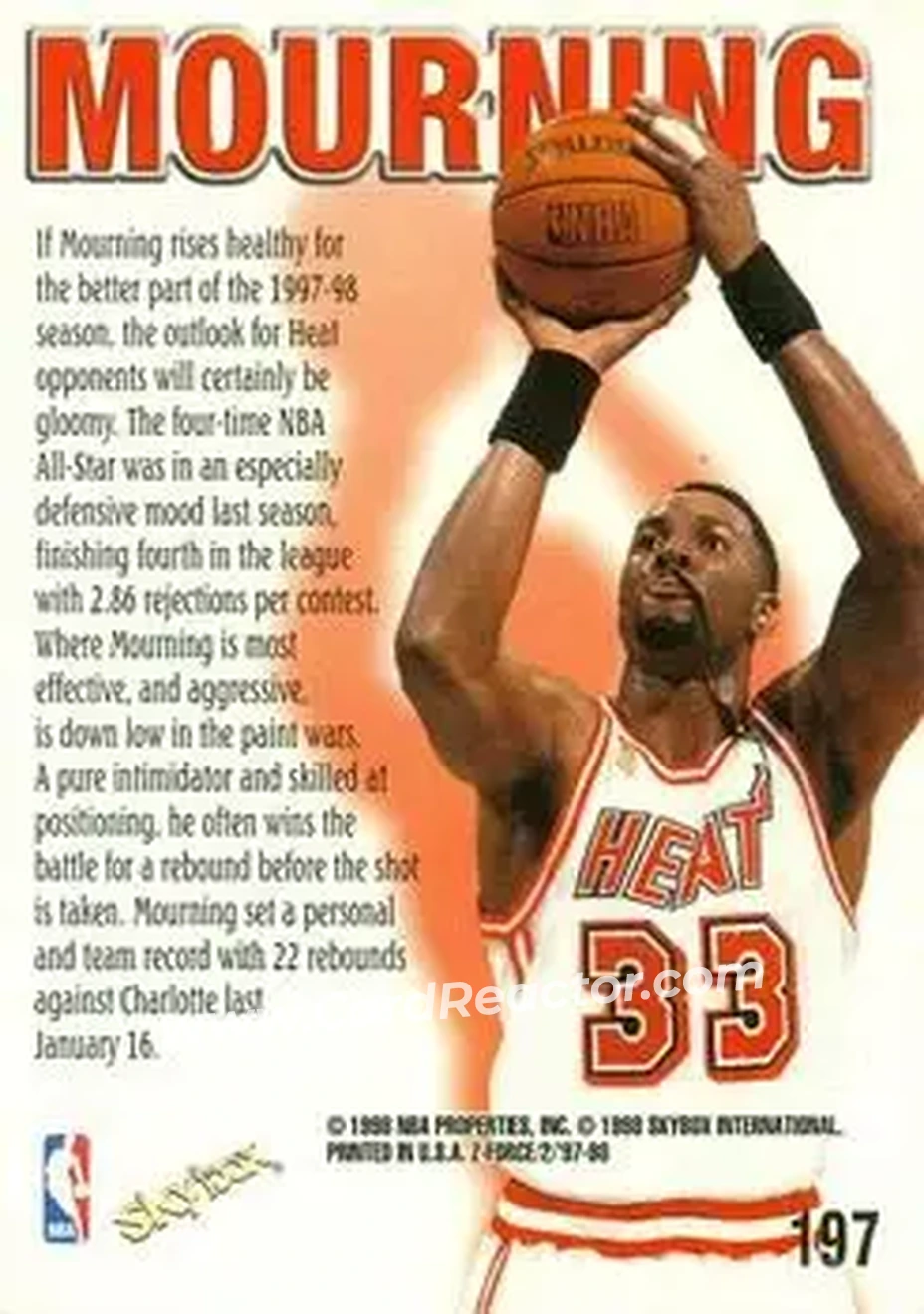 Back of Alonzo Mourning