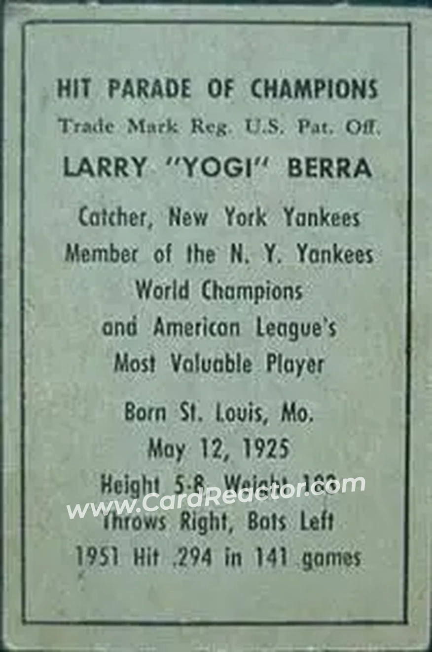Back of Larry "Yogi" Berra