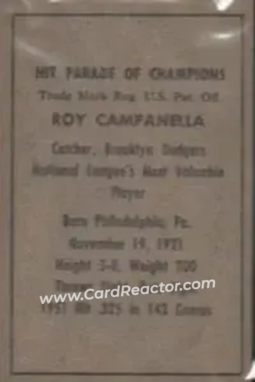 Back of Roy Campanella