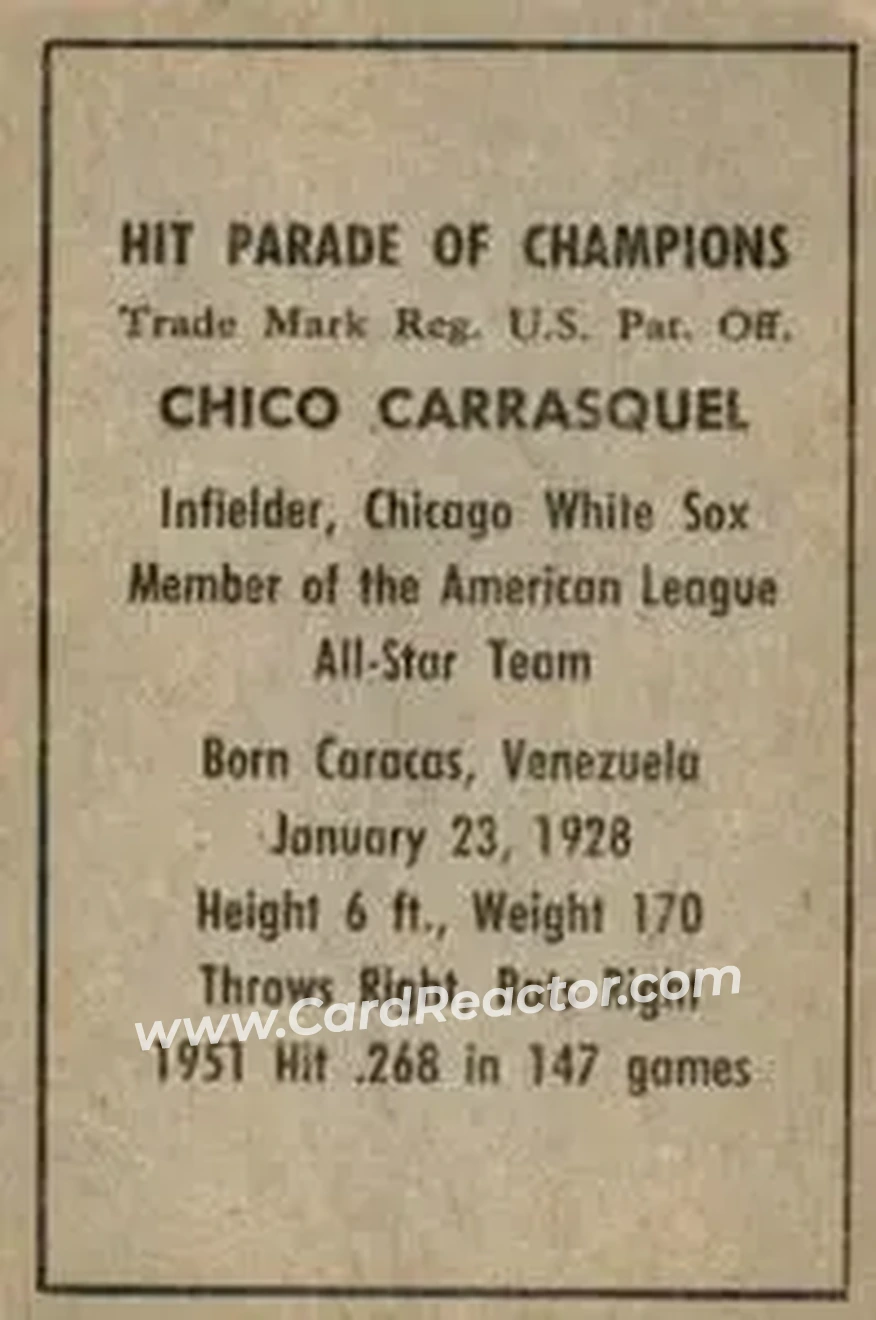 Back of Chico Carrasquel