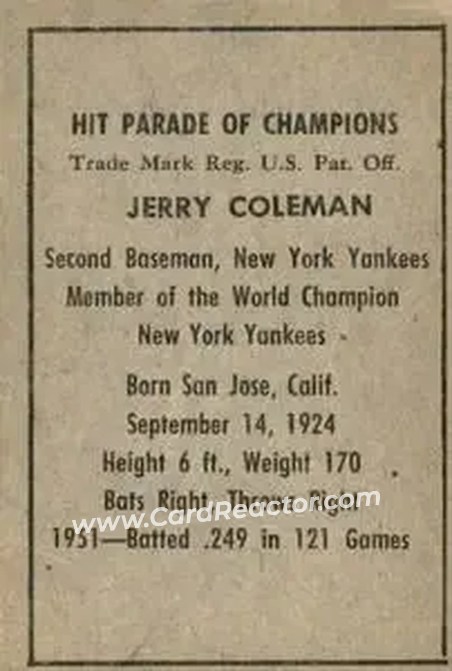 Back of Jerry Coleman