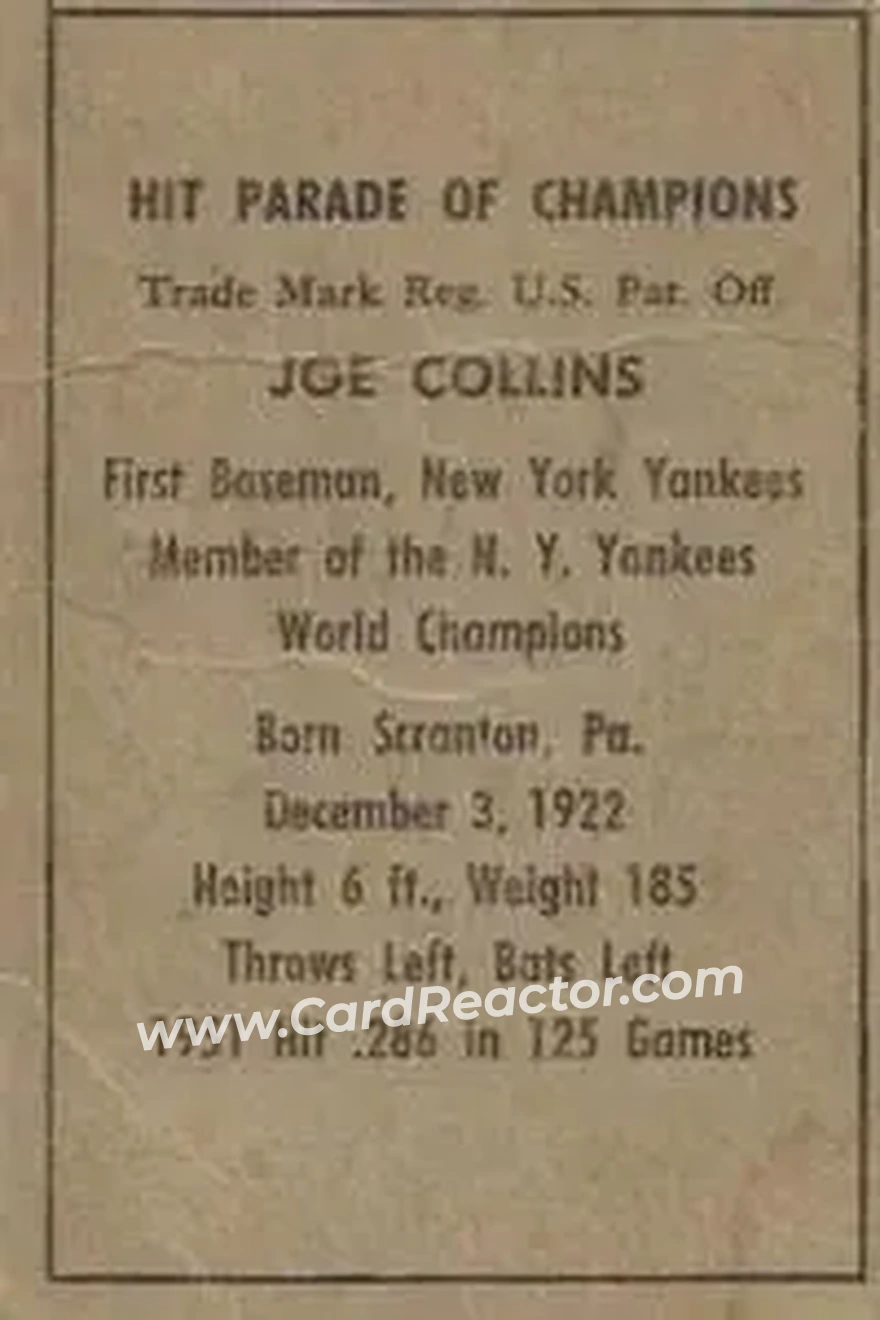 Back of Joe Collins