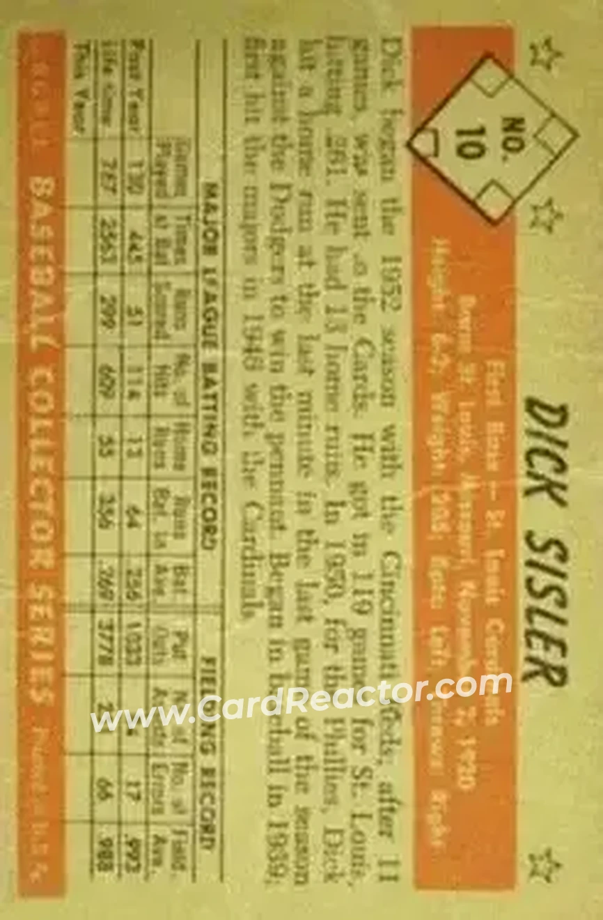 Back of Dick Sisler