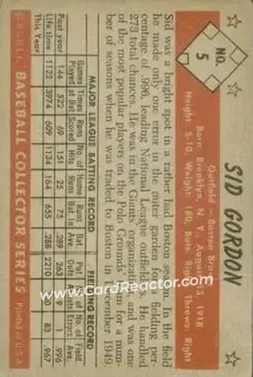 Back of Sid Gordon