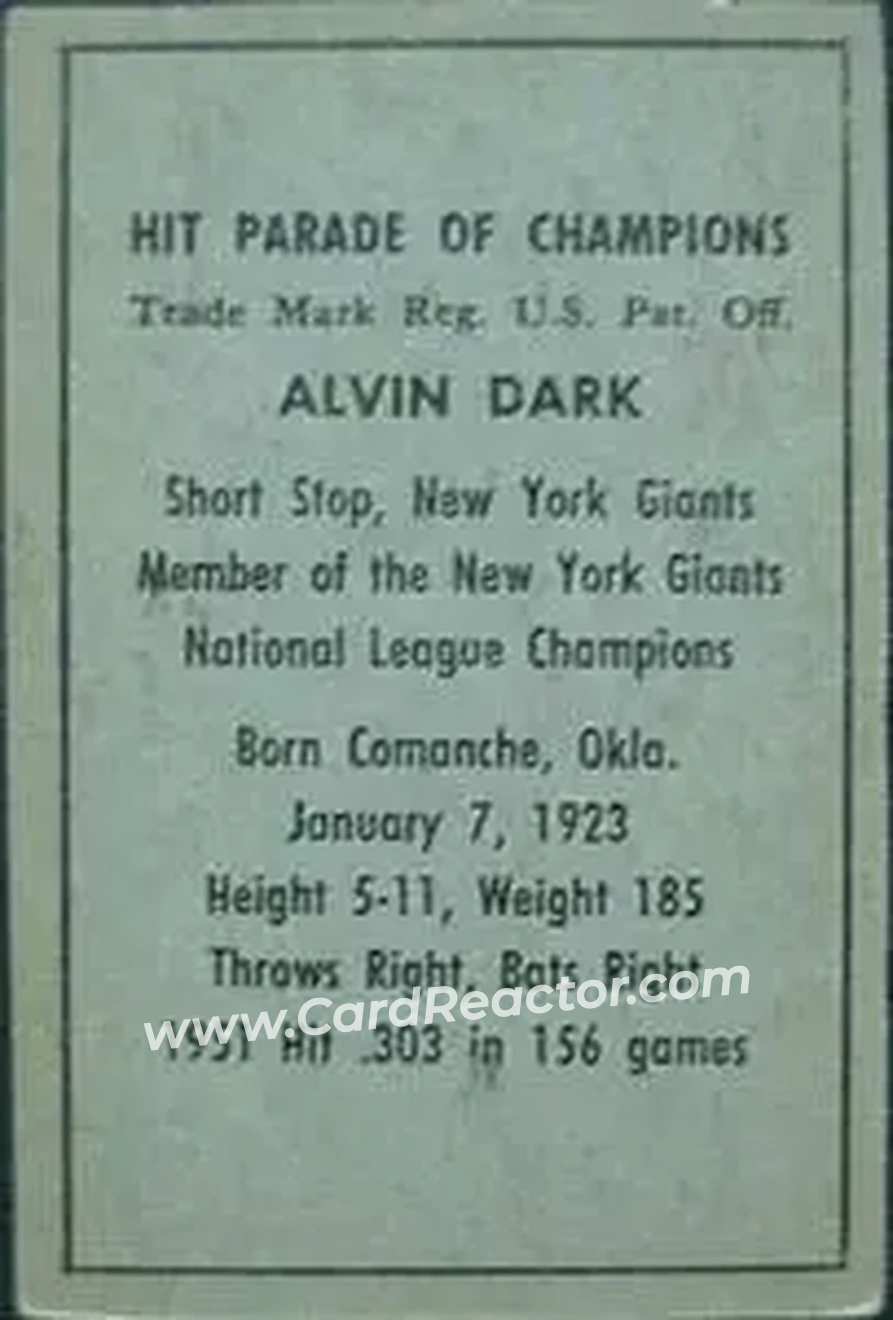 Back of Alvin Dark
