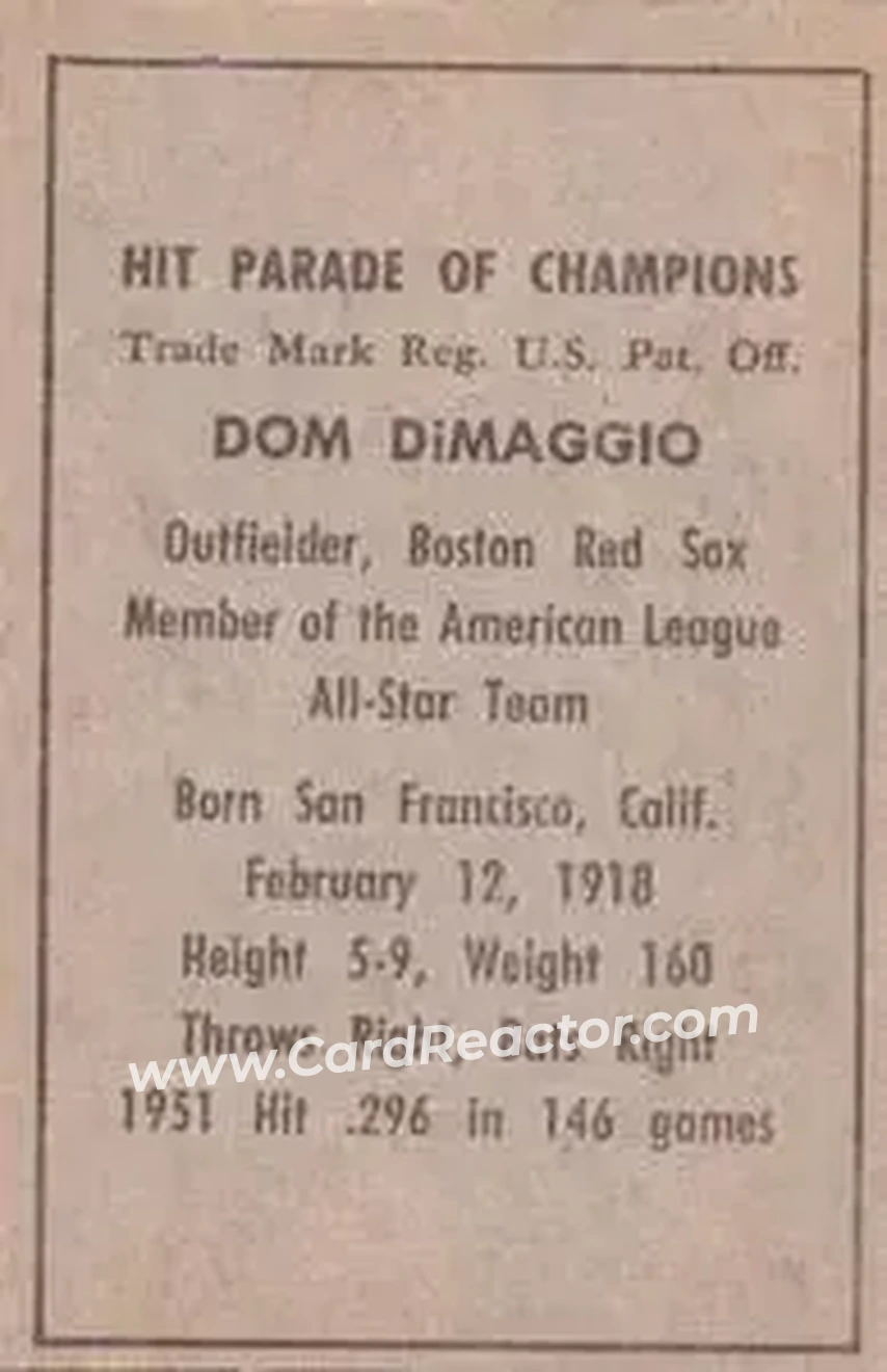 Back of Dom DiMaggio