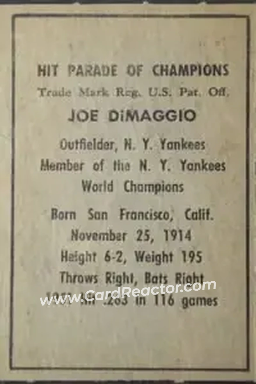 Back of Joe DiMaggio