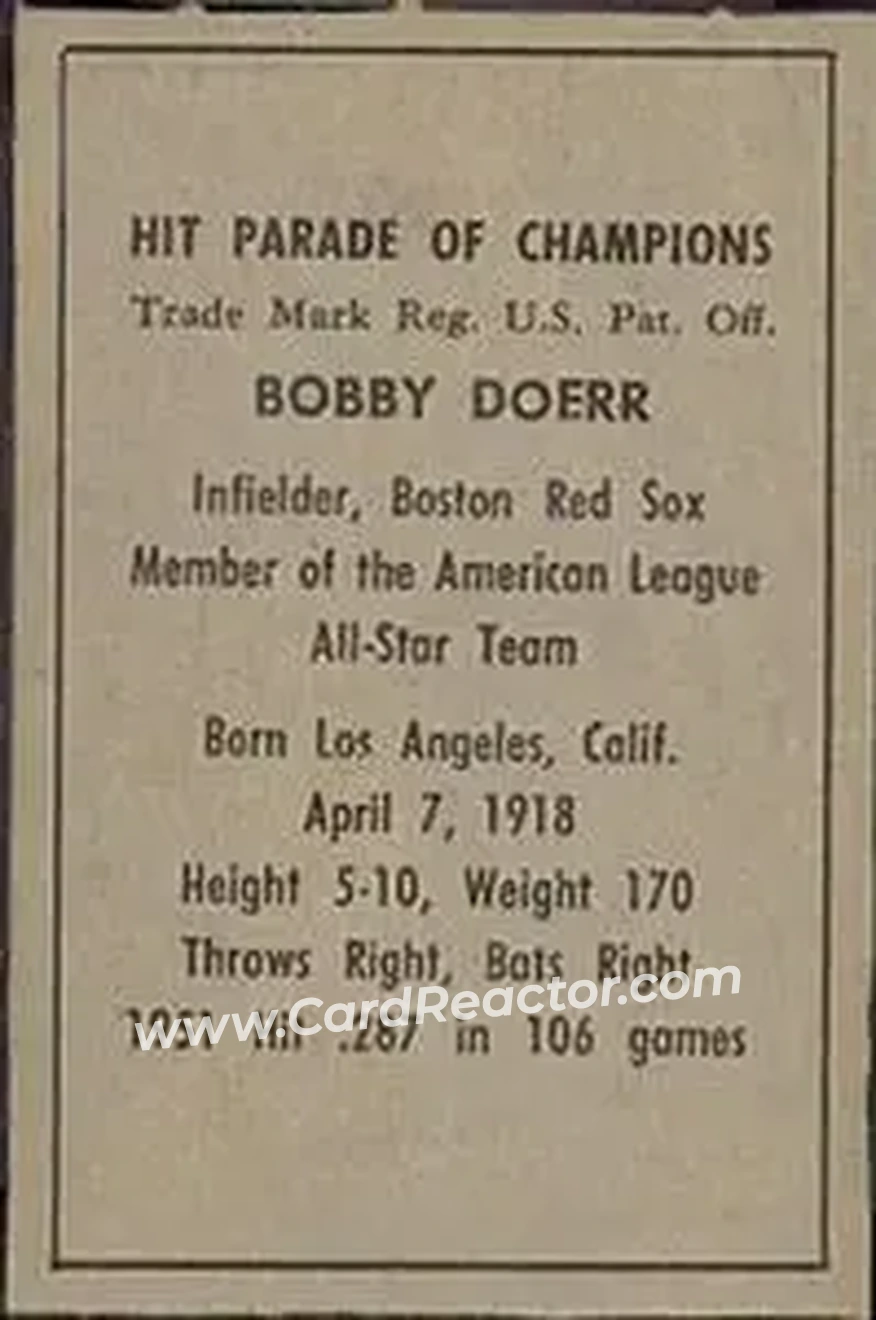 Back of Bobby Doerr