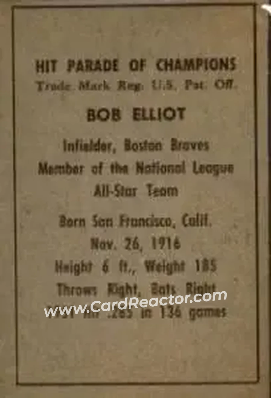 Back of Bob Elliott