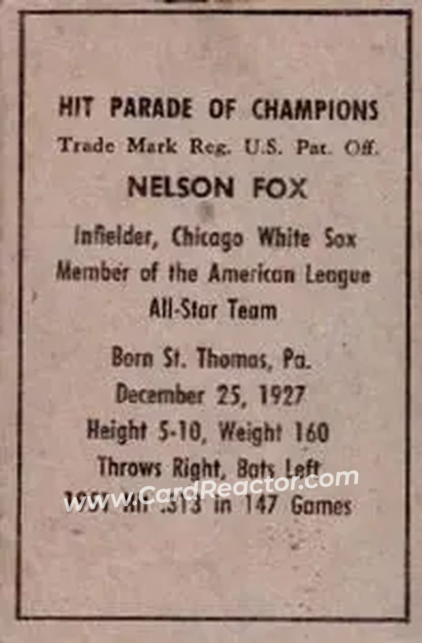 Back of Nelson Fox