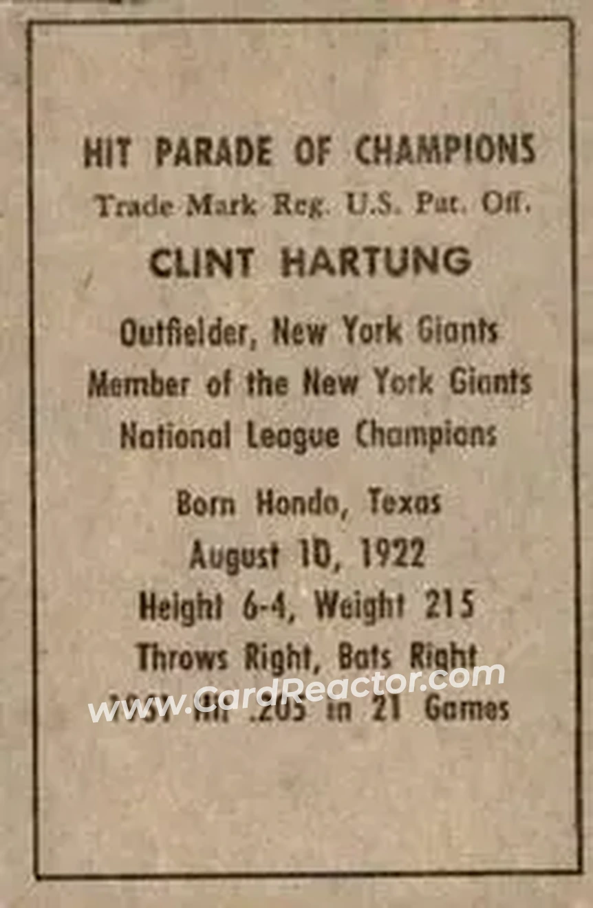 Back of Clint Hartung