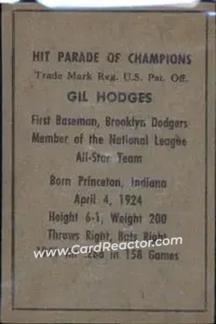 Back of Gil Hodges
