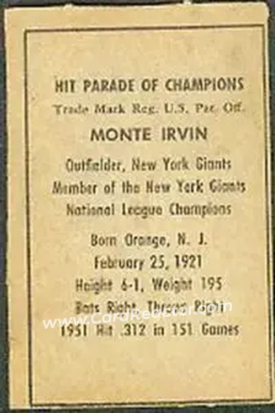 Back of Monte Irvin