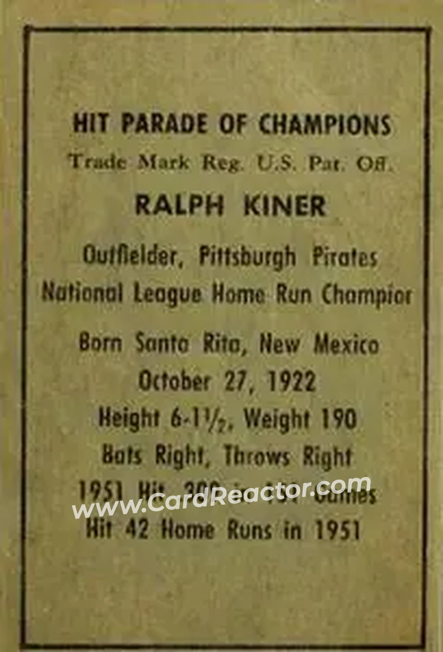 Back of Ralph Kiner