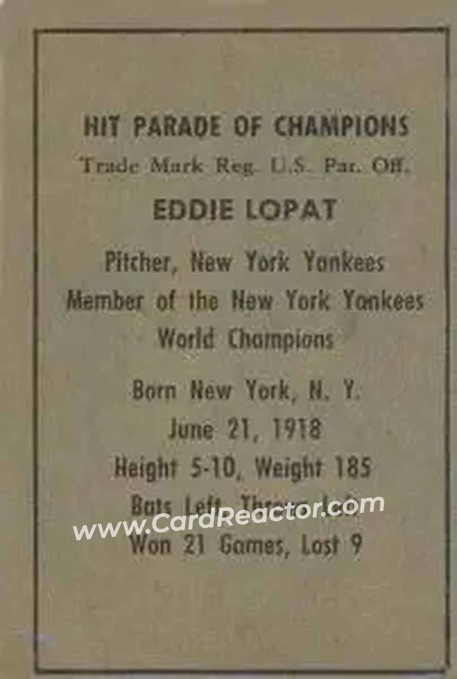Back of Ed Lopat
