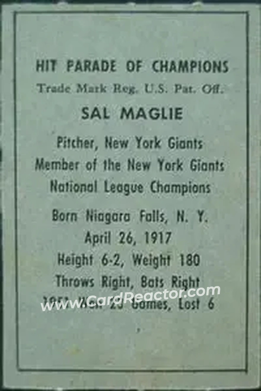 Back of Sal Maglie