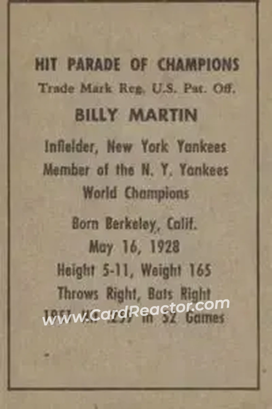 Back of Billy Martin