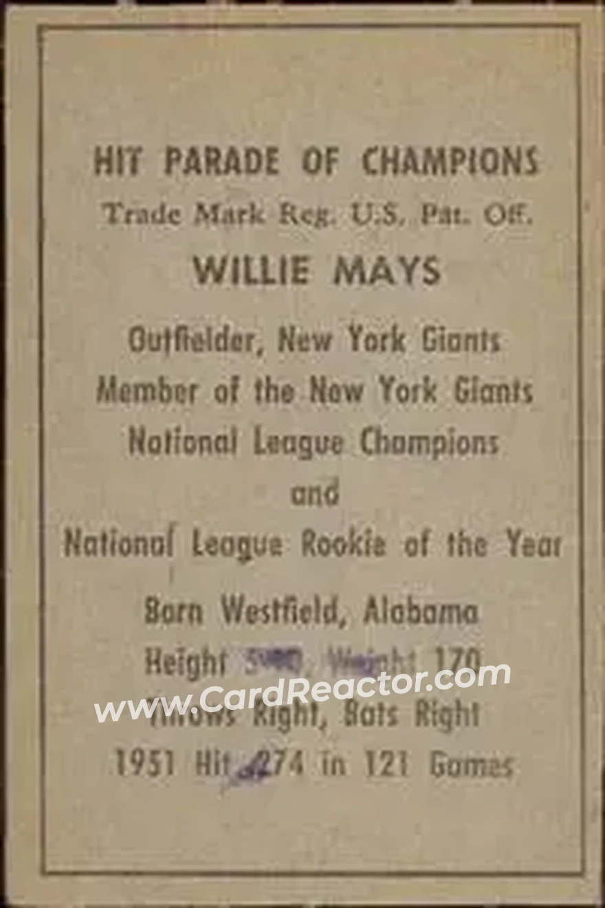 Back of Willie Mays