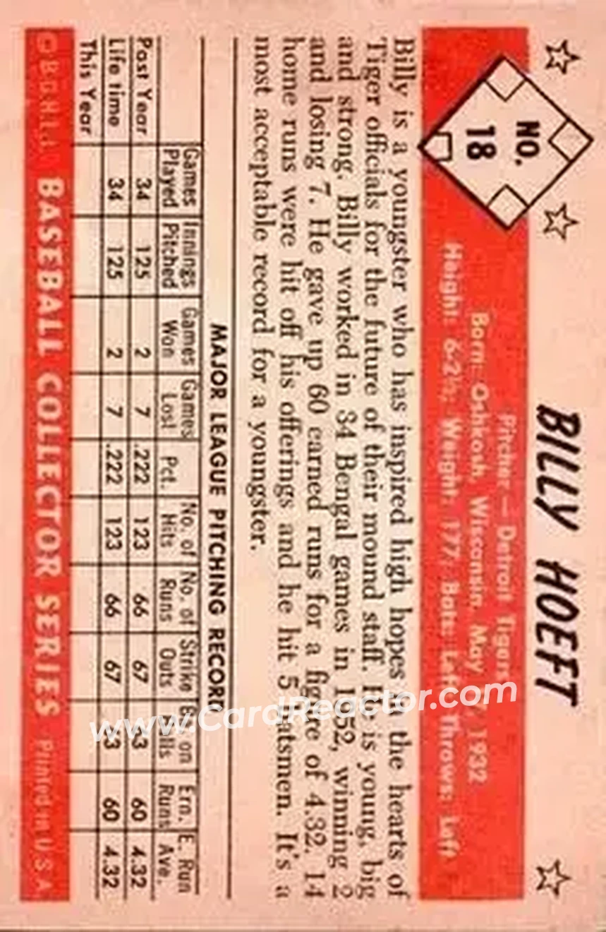 Back of Billy Hoeft