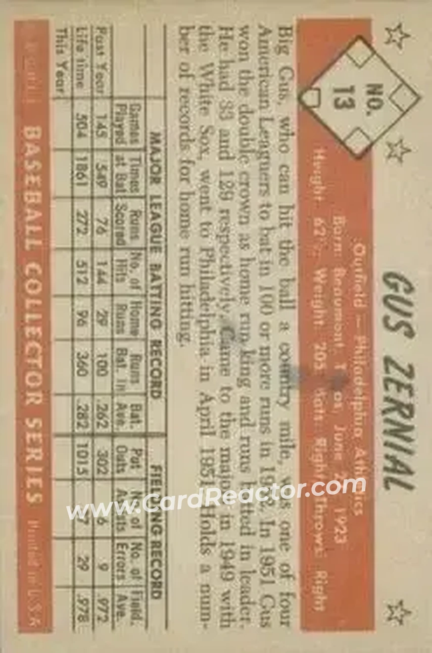 Back of Gus Zernial