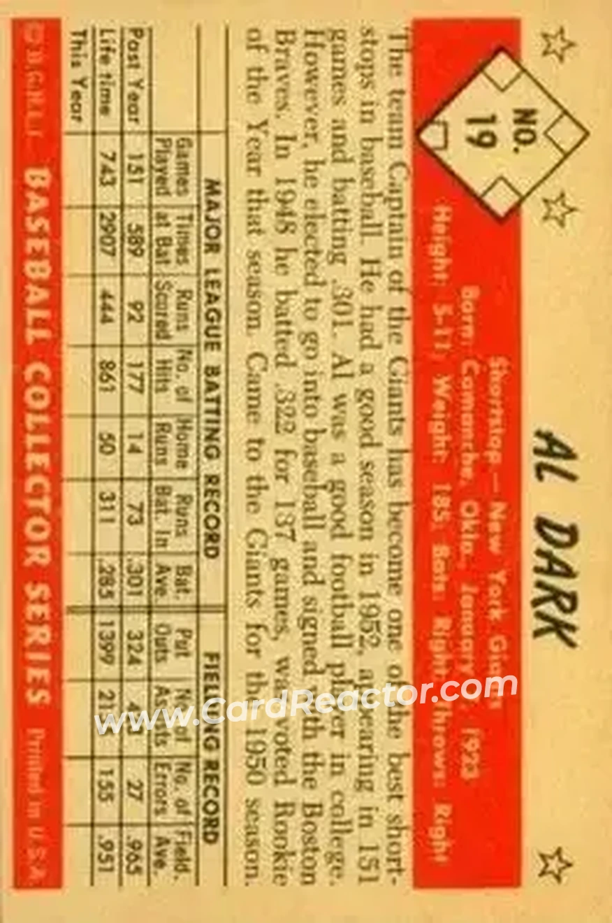 Back of Alvin Dark
