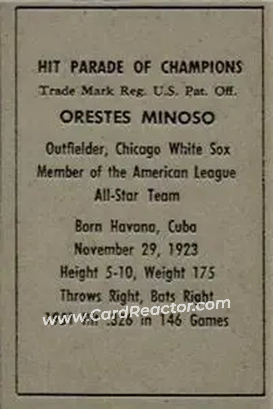 Back of Minnie Minoso