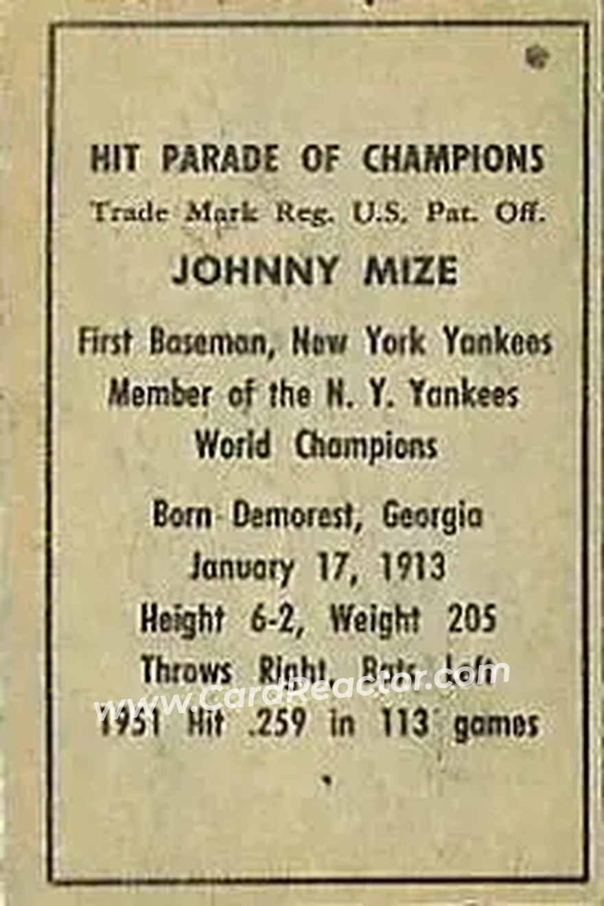 Back of Johnny Mize