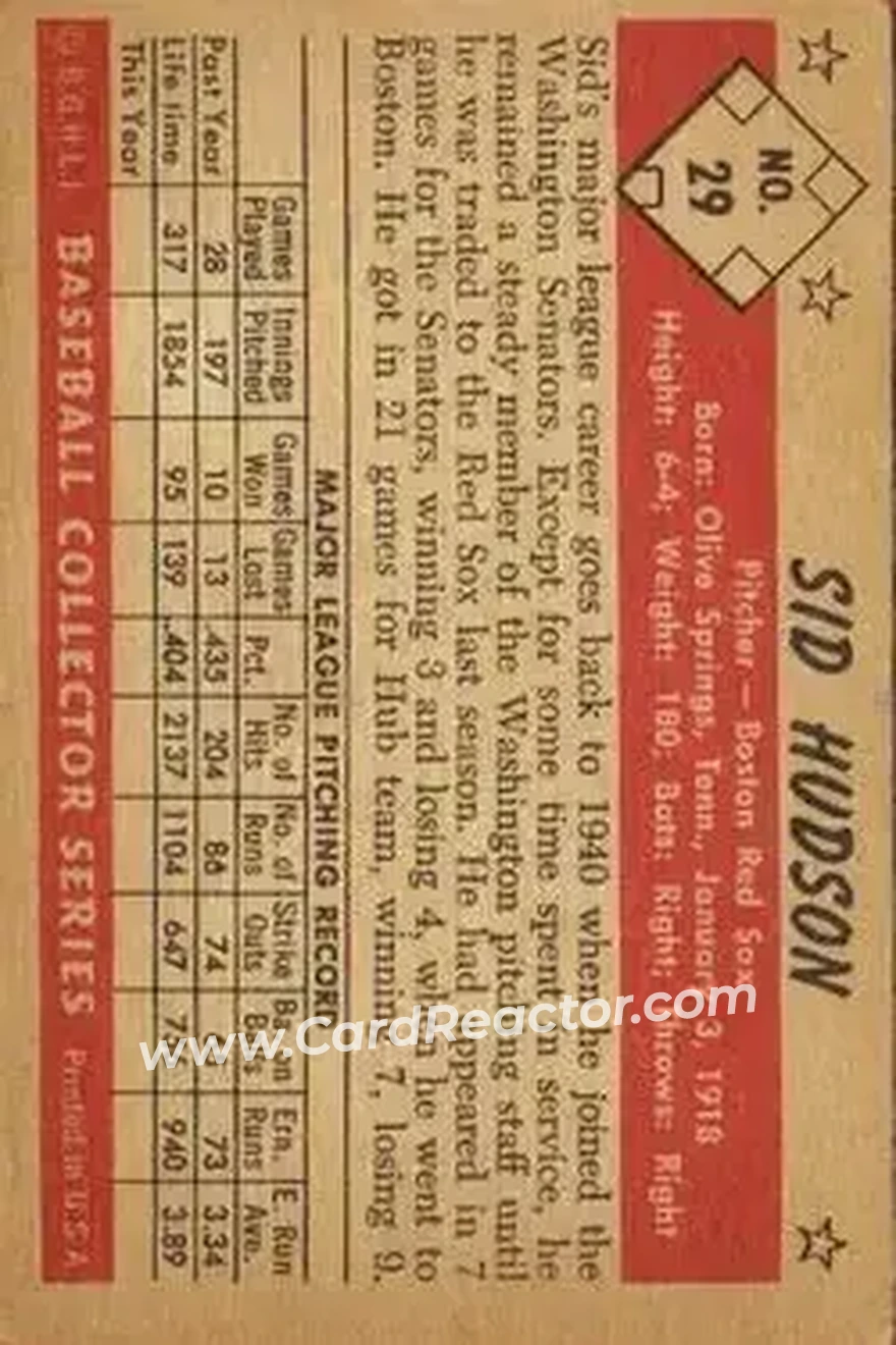 Back of Sid Hudson