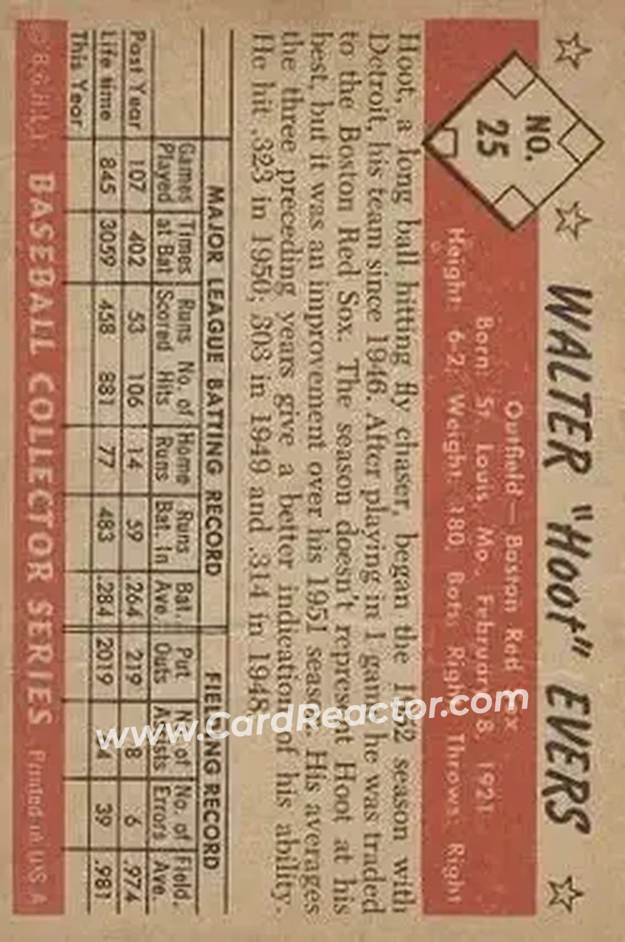 Back of Walter "Hoot" Evers