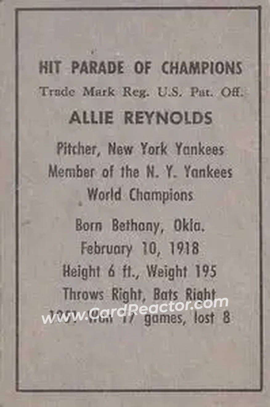 Back of Allie Reynolds