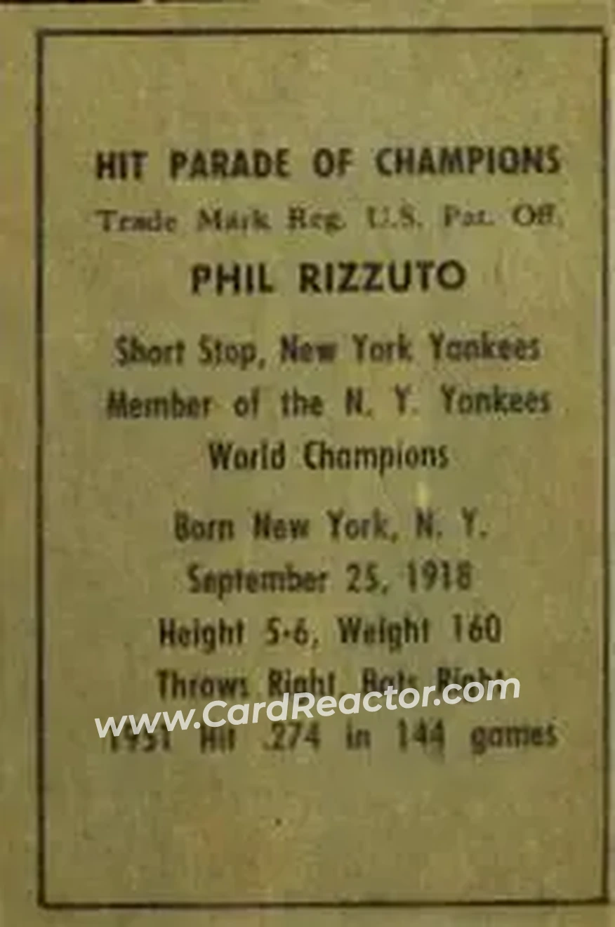 Back of Phil Rizzuto