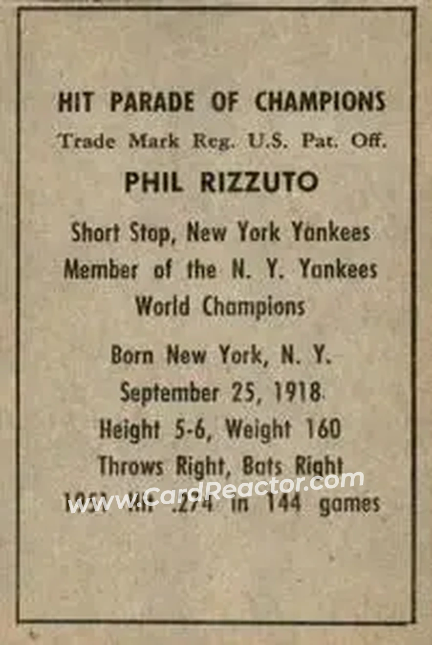 Back of Phil Rizzuto