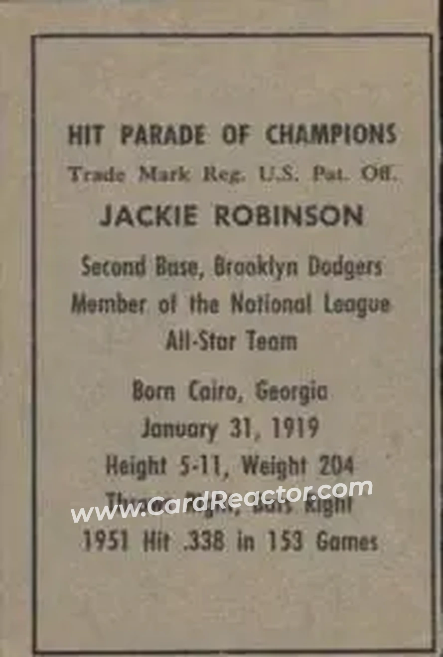 Back of Jackie Robinson