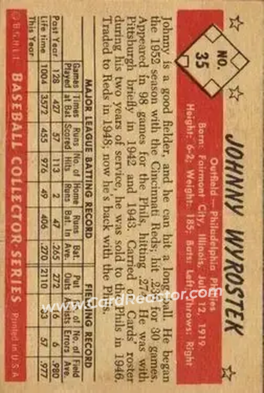 Back of Johnny Wyrostek