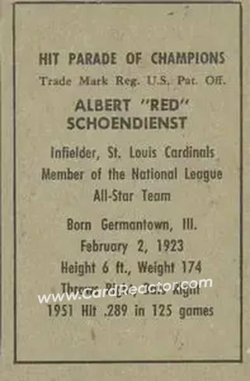 Back of Al Schoendienst
