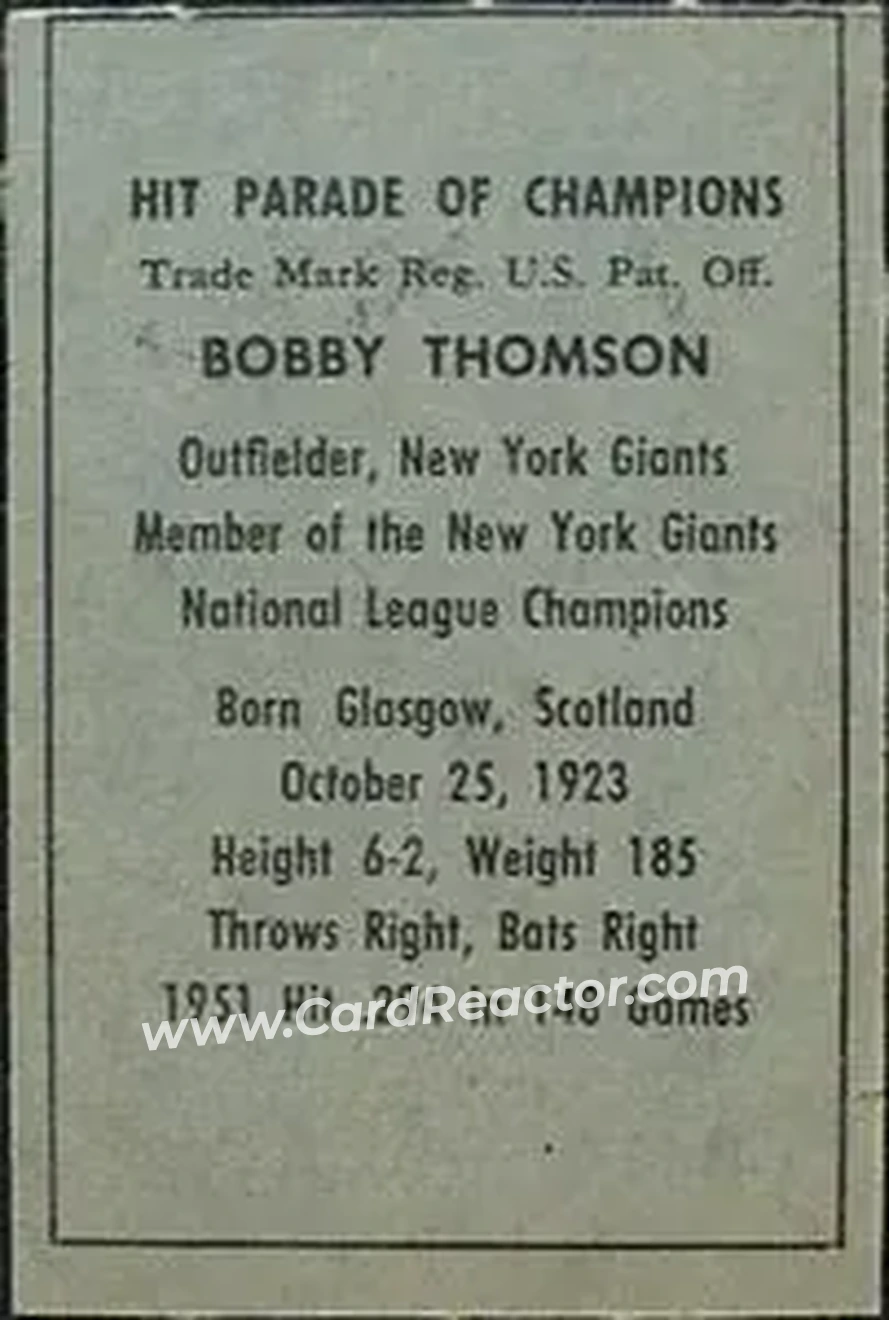 Back of Bobby Thomson