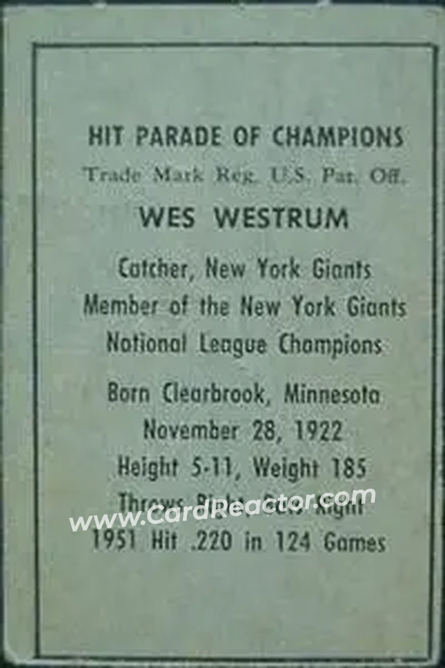 Back of Wes Westrum