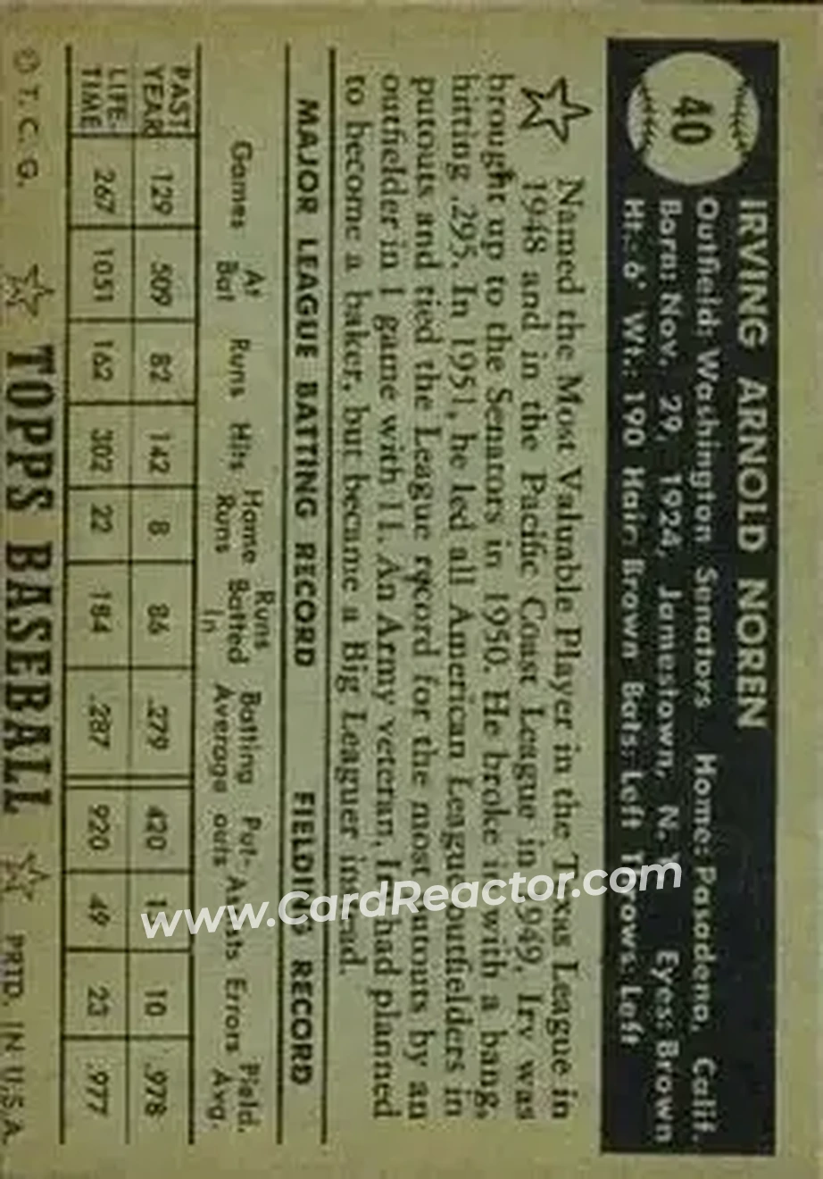 Back of Irv Noren