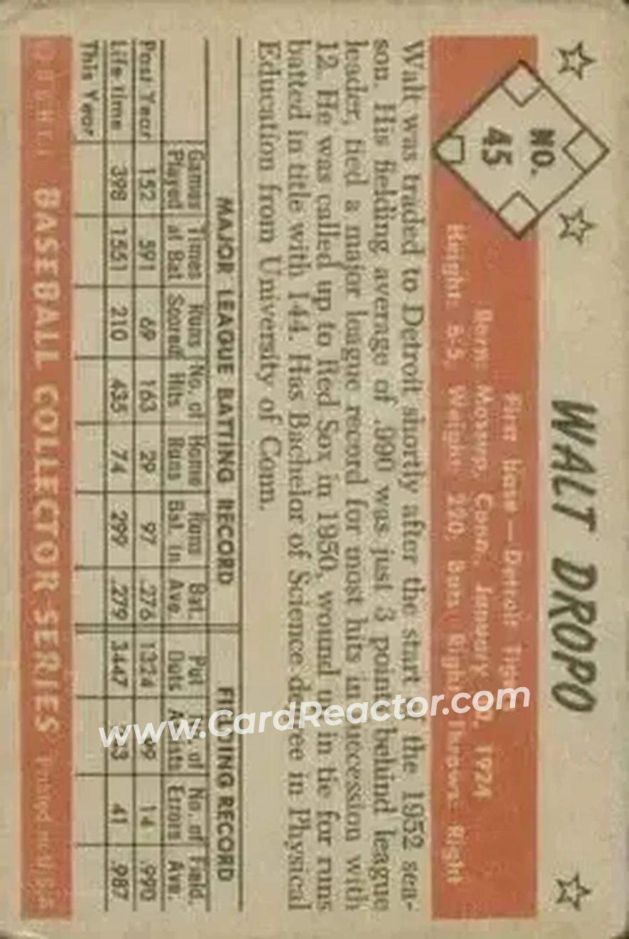 Back of Walt Dropo