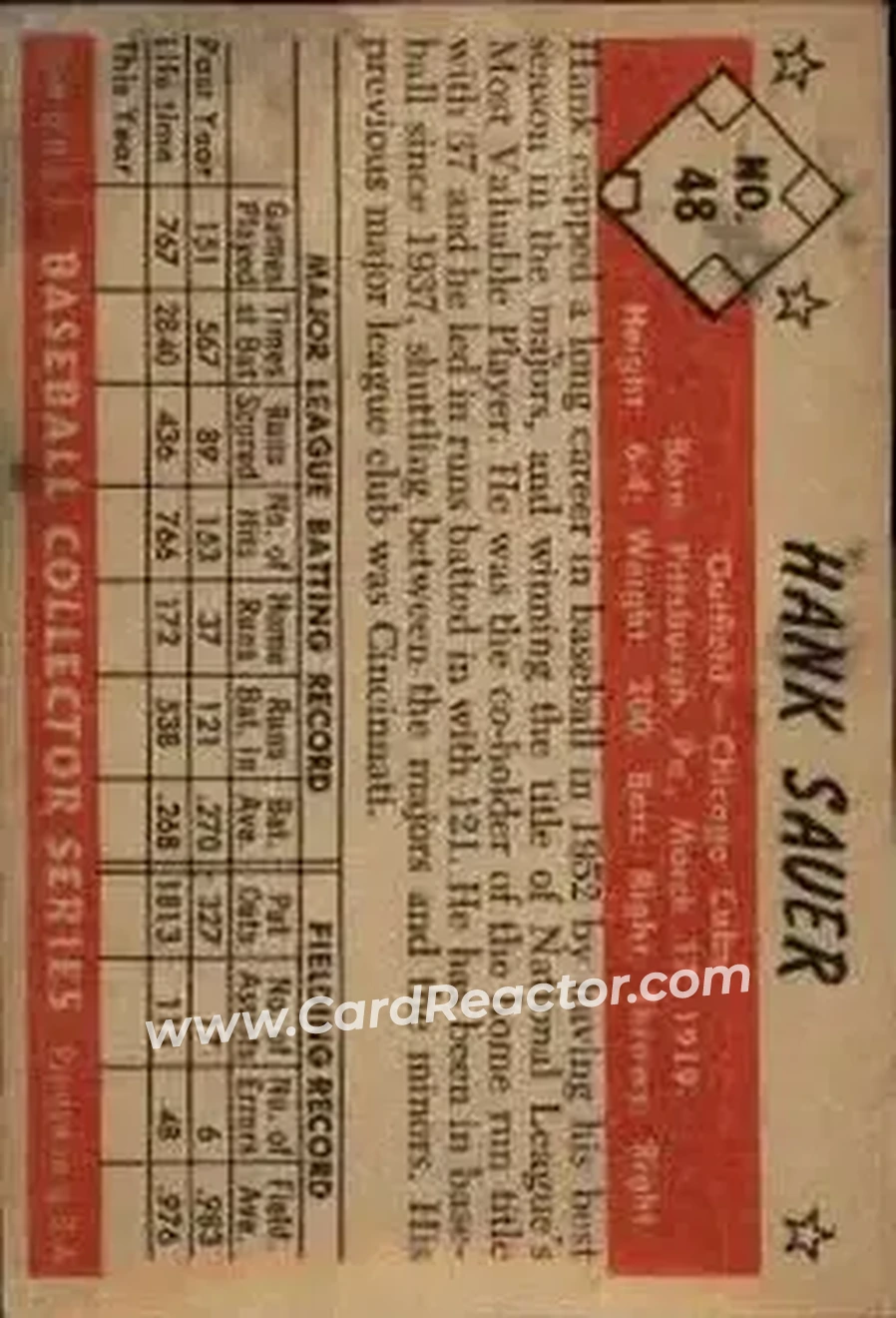 Back of Hank Sauer