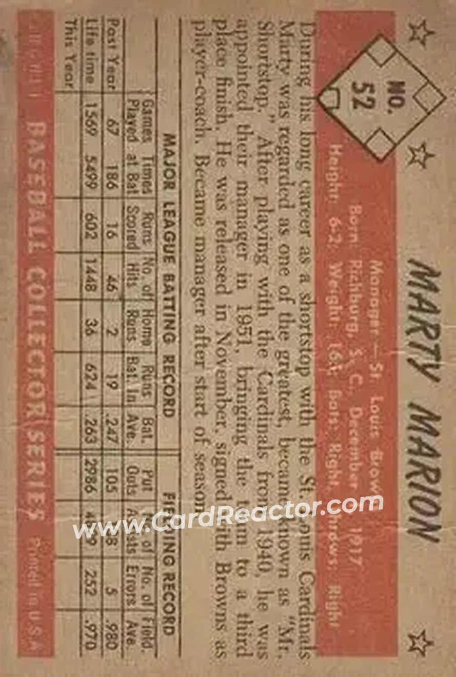Back of Marty Marion