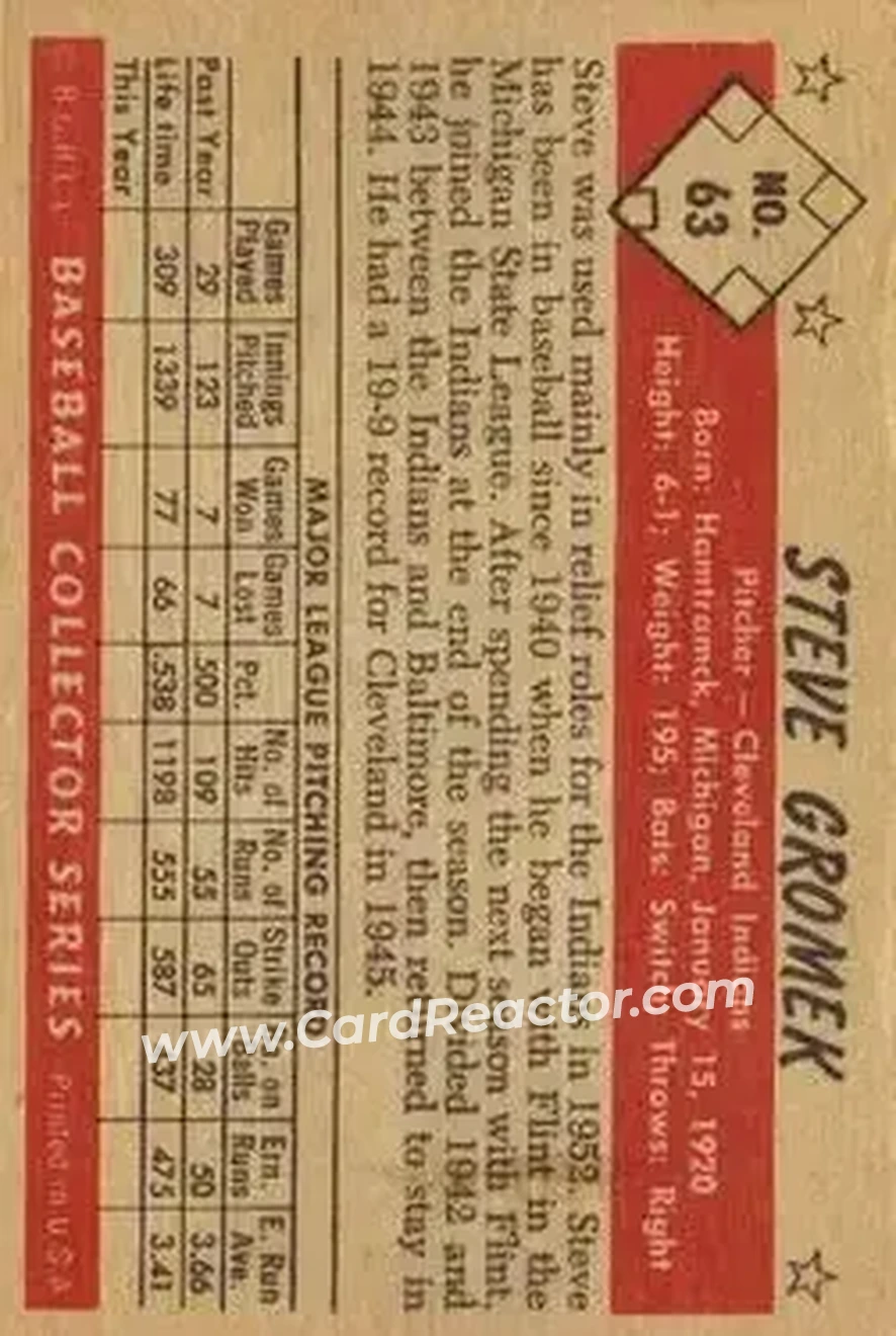 Back of Steve Gromek