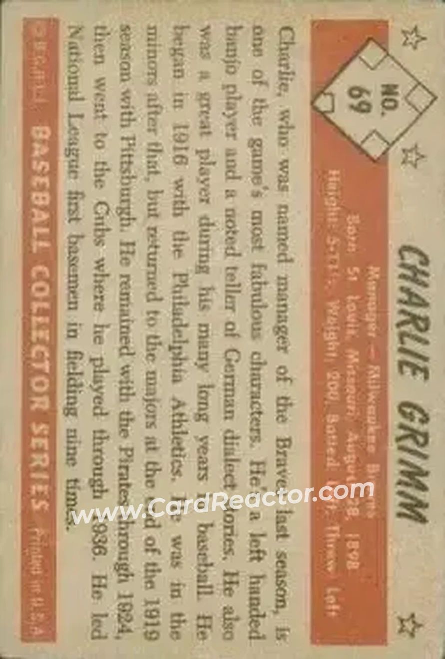 Back of Charlie Grimm