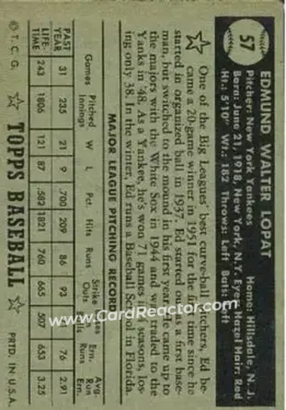 Back of Ed Lopat