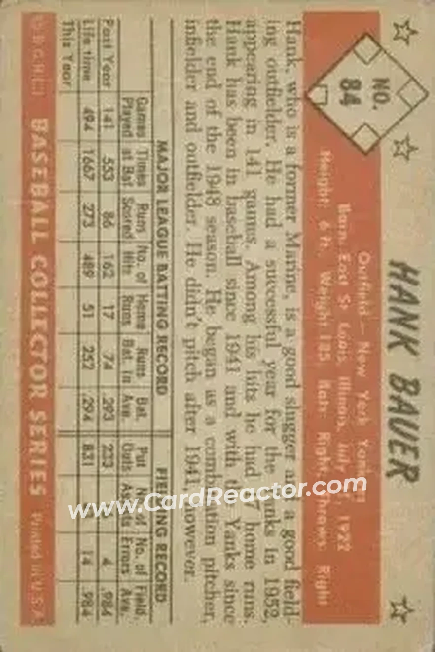 Back of Hank Bauer