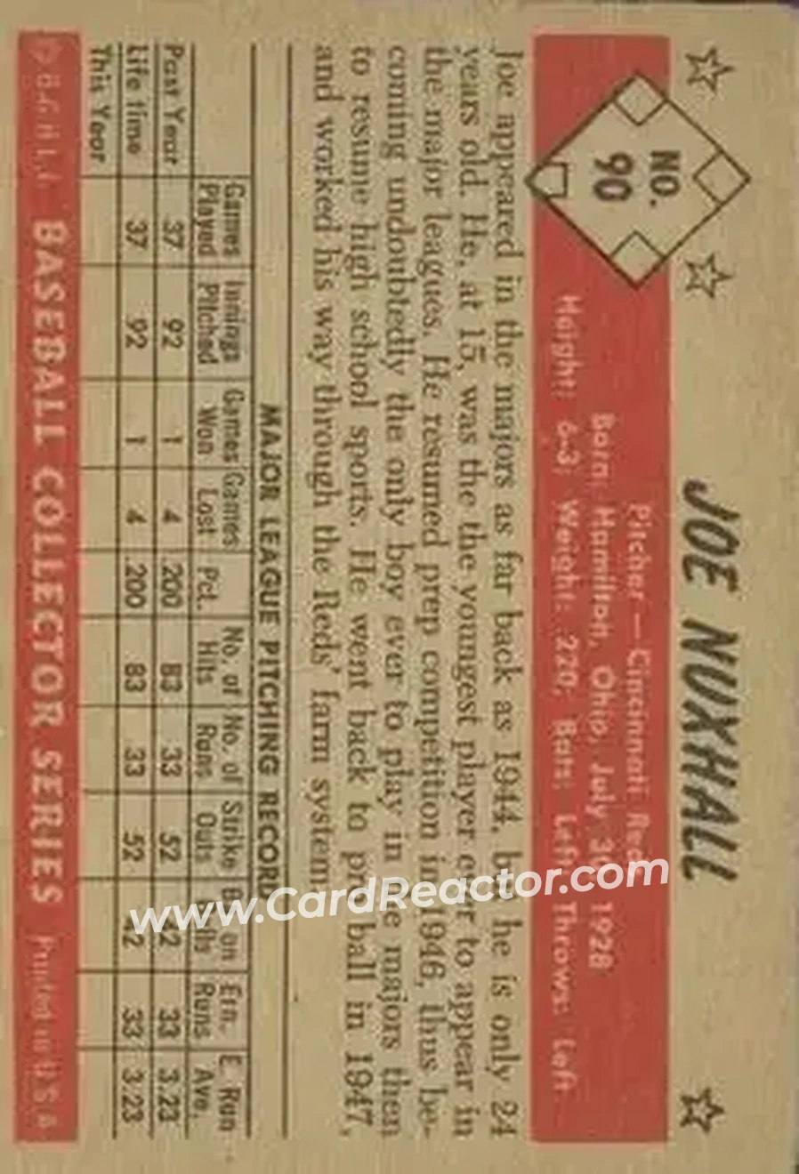Back of Joe Nuxhall